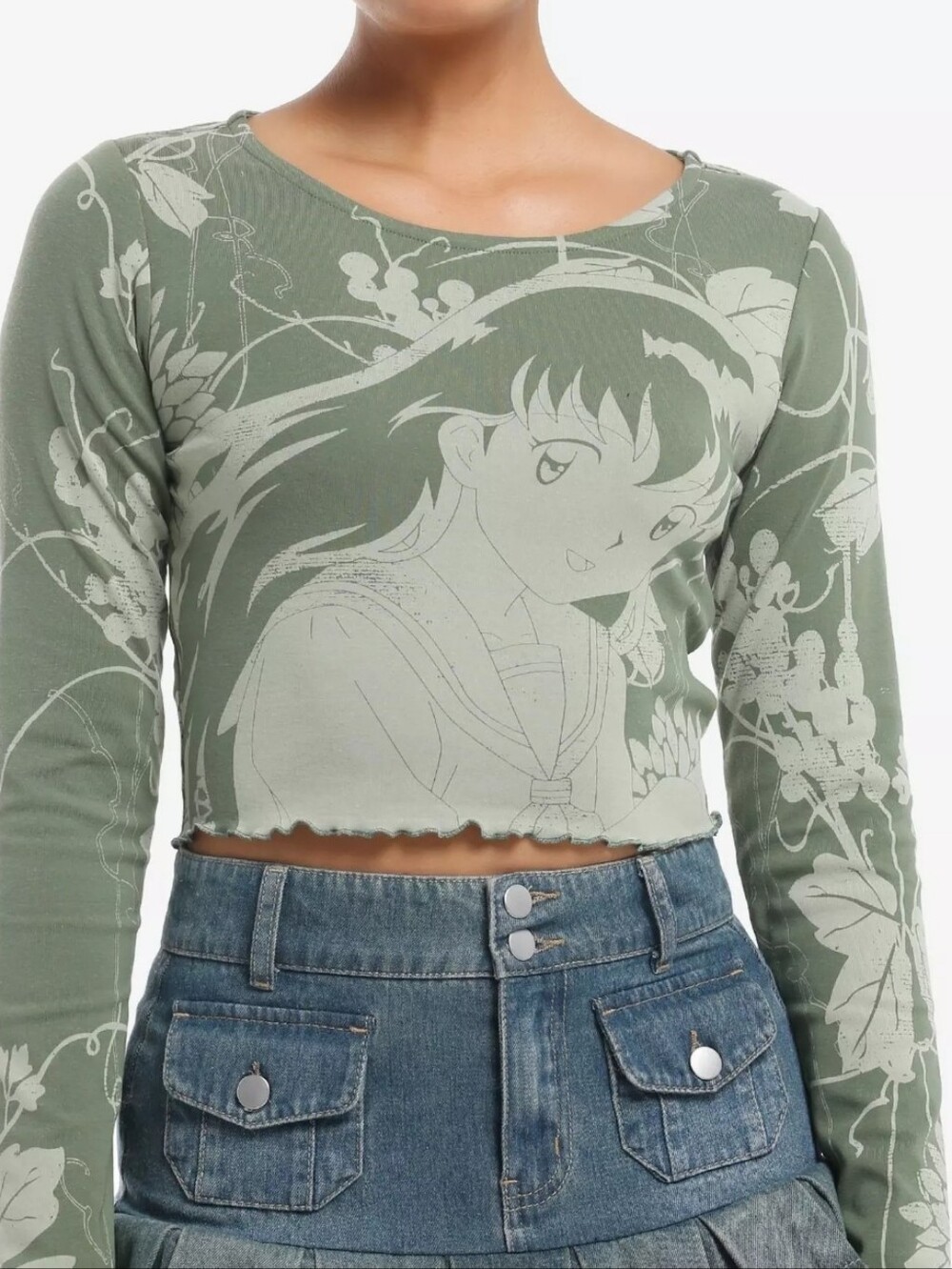 Hot Topic: Inuyasha: Kagome Graphic Long-Sleeve Crop Top